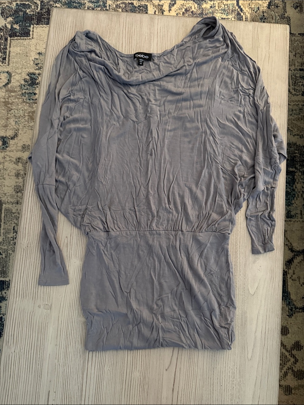bebe Light Gray Dolman Waistband Knit Tunic